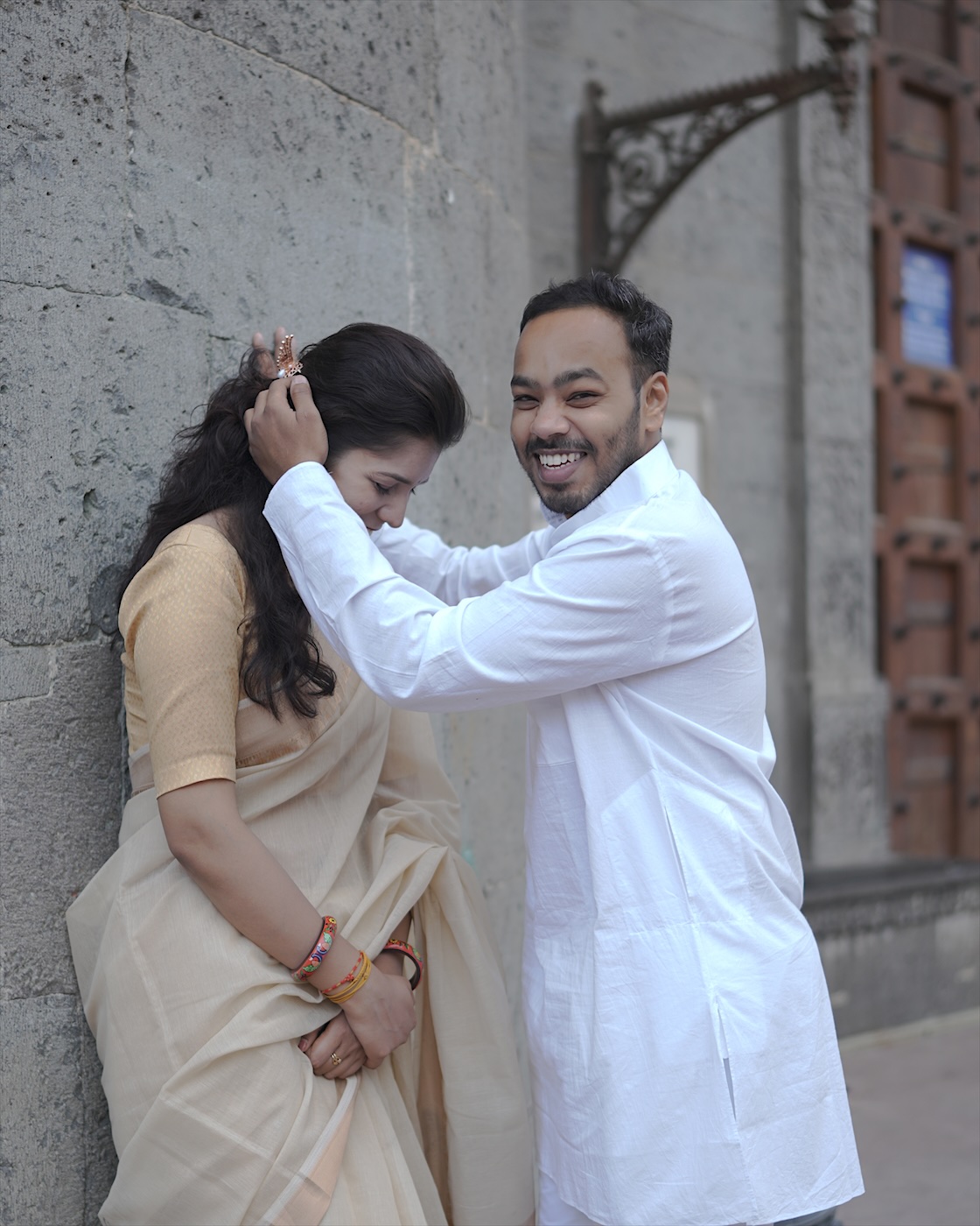 Suyash tucking Astha's hair